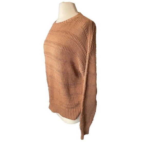 Cupcakes & Cashmere Chunky Knit Sweater Size Medium Textured Tan High Low Hem - Picture 2 of 6